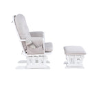 Mason Glider and Ottoman White Wood and Woven Gray Fabric - Grand Goldman Shop