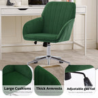 TY Adjustable Office Chair, Ergonomic Swivel Chair with Velvet Backrest Seat in Green, Comfortable for Long Sitting | Premium