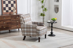 Upholstered Accent Chair, Vintage Armchair with Brown Linen Fabric and Nailhead Trim for Living Room - Grand Goldman Shop