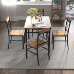 Dining Table Set for 4, Wood Kitchen Table with  Chairs Dinning Table Set for Kitchen & Dining Room, Compact Dining Set for Small Spaces, Rustic Brown - Grand Goldman Shop