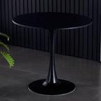 Black Round Table, Modern Dining Table, MDF Top and Steel Base Tulip Round Kitchen Table, Mid Century Coffee Table for Living Room 24 Inch, Kitchen Table, Oval Dining Table - Grand Goldman Shop
