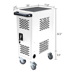 16 Bay Mobile School Charging Cart Station for Chromebook, Tablet and Laptop Computer with Power Strip Included - White - Gra