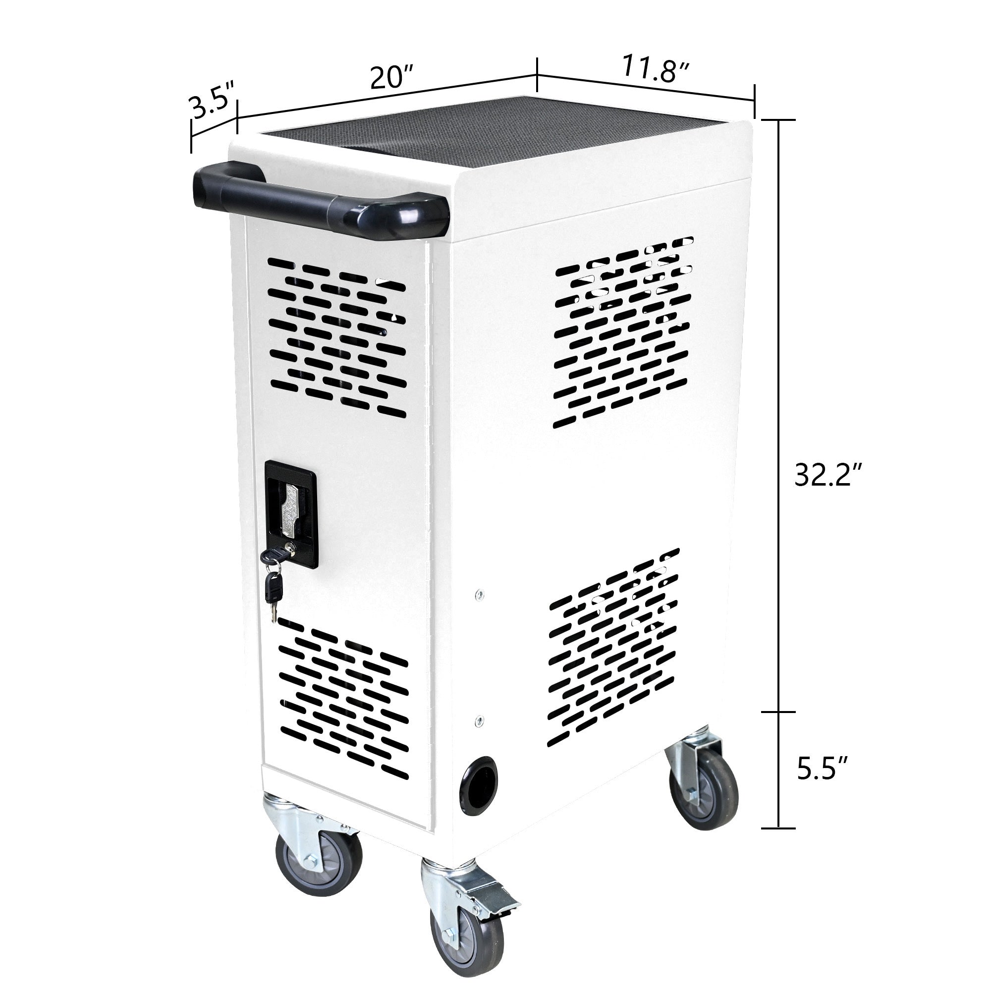 16 Bay Mobile School Charging Cart Station for Chromebook, Tablet and Laptop Computer with Power Strip Included - White - Gra