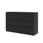 Modern 6 Drawer Dresser with Spacious Countertop and Concealed Handles, Storage Cabinet for Bedroom and Living Room, Black MDF - Grand Goldman Shop
