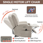 Power Lift Recliner Chair with Massage and Heat for Elderly, Overstuffed Wide Recliners, Heavy Duty Motion Mechanism with USB and Type C Ports, 2 Steel Cup Holders, Beige - Grand Goldman Shop