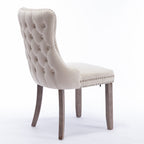 A&A Furniture,Upholstered Wing-Back Dining Chair with Backstitching Nailhead Trim and Solid Wood Legs,Set of 2, Beige,SW8809BG,KD - Grand Goldman Shop