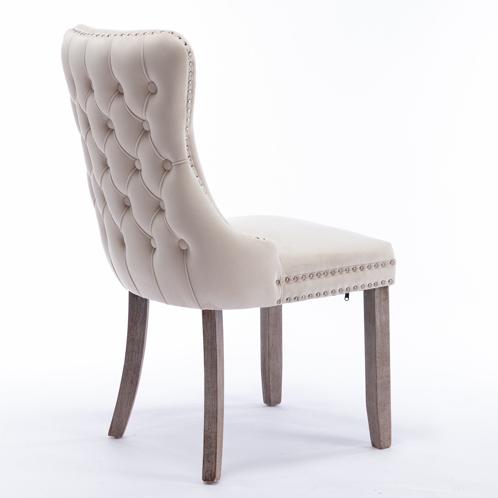 A&A Furniture,Upholstered Wing-Back Dining Chair with Backstitching Nailhead Trim and Solid Wood Legs,Set of 2, Beige,SW8809BG,KD - Grand Goldman Shop