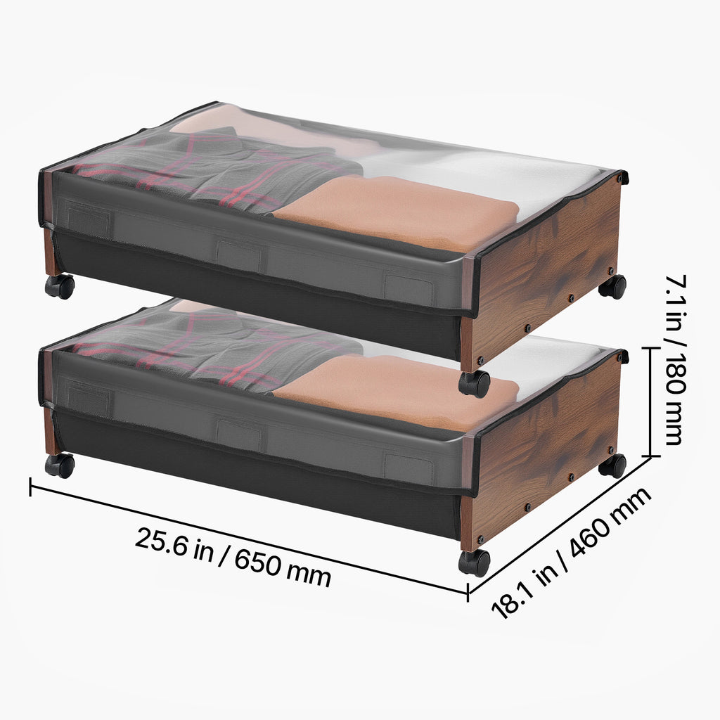 Under Bed Storage with Wheels 25.6x18.1x7.1 Inch Rolling Storage Bags 2 Pack - Grand Goldman Shop