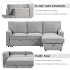 U_STYLE Upholstery Sleeper Sectional Sofa with Storage Space, USB port, 2 cup holders on Back Cushions(same sku; WY000335AAE) - Grand Goldman Shop