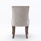 A&A Furniture Ultra Side Dining Chair with Thickened Fabric and Bronze Nail Head, Beige, Set of 2 - Grand Goldman Shop