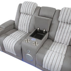 Duran Grey 2PC Power Reclining Sofa and Loveseat with Power Headrest, LED, USB, and Bluetooth Speaker - Grand Goldman Shop