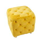 Yellow Modern Velvet Upholstered Ottoman, Exquisite Small End Table, Soft Foot Stool, Dressing Makeup Chair, Comfortable Seat for Living Room, Bedroom, Entrance - Grand Goldman Shop