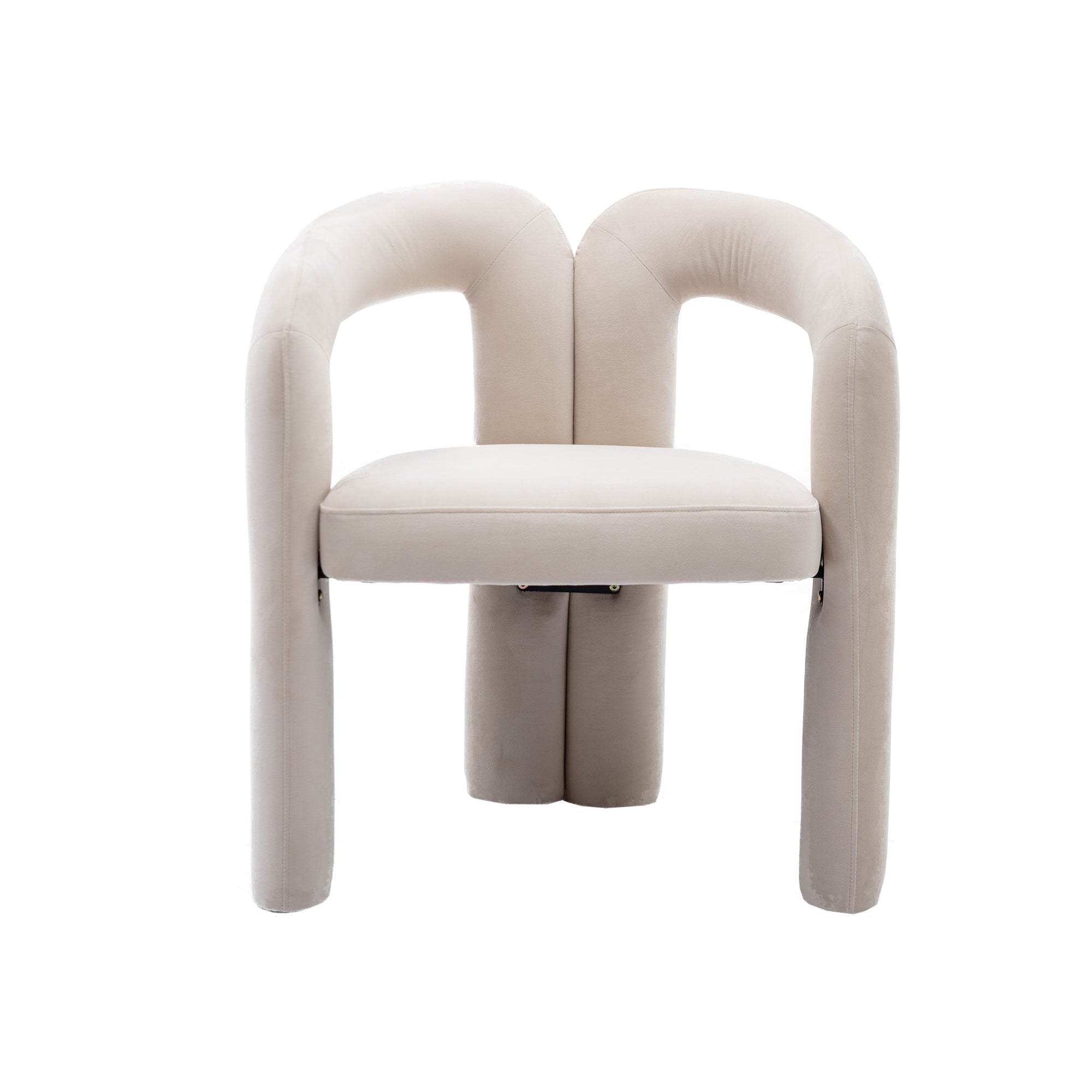 Contemporary Designed Velvet Fabric Upholstered Accent/Dining Chair /Barrel Side Chairs Kitchen Armchair for Living Room set of 2 (Beige Velvet) - Grand Goldman Shop