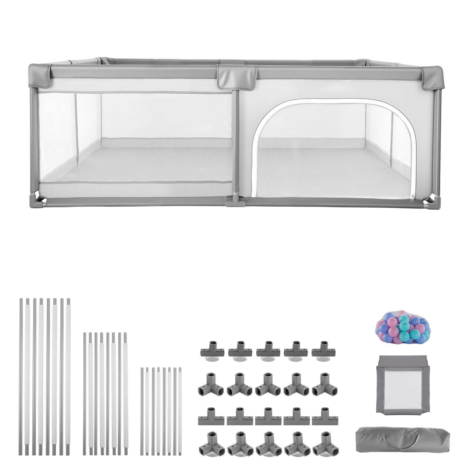 Baby Playpen, 78.7″ x 58.7″ Large Toddlers Playpen, Indoor/Outdoor Baby Fence Play Yard with 50 Ocean Balls, Zippered Door & 