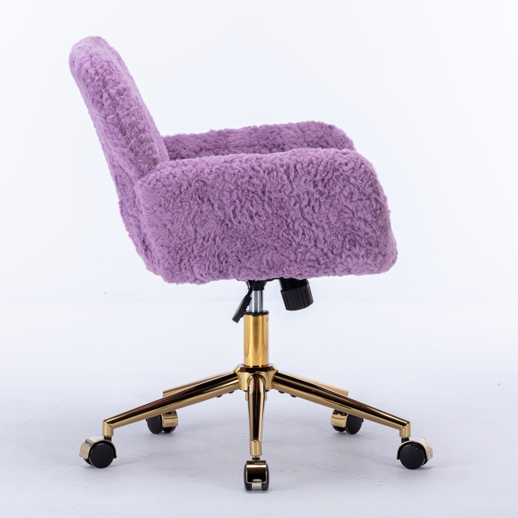 A&A Furniture Home Office Chair Violet Velvet with Golden Metal Base Adjustable Swivel - Shop Quality Furniture at Grand Gold