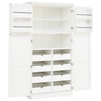 [Assembly Video Provided] TOPMAX 35.5x17.6x70.9inch Freestanding Kitchen Pantry Cabinet, Tall Storage Cabinet with 4 Doors, 2 Door Shelves, 8 Pull-out Trays and Adjustable Shelf for Dining Room, White - Grand Goldman Shop