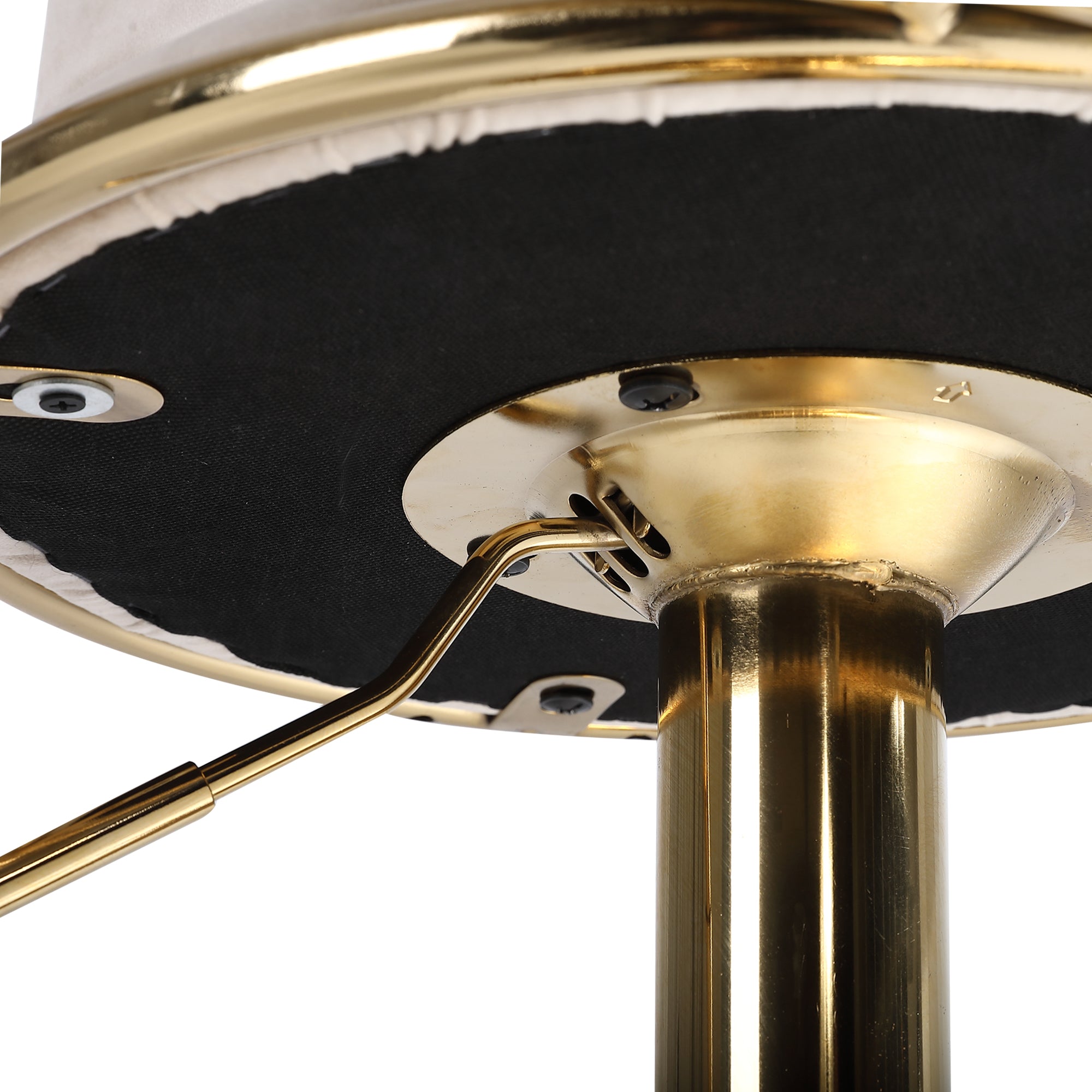 Off-White Velvet Bar Chair, Pure Gold Plated, Unique Design, 360-Degree Rotation, Adjustable Height, Suitable for Dining Room and Bar, Set of 2 - Grand Goldman Shop
