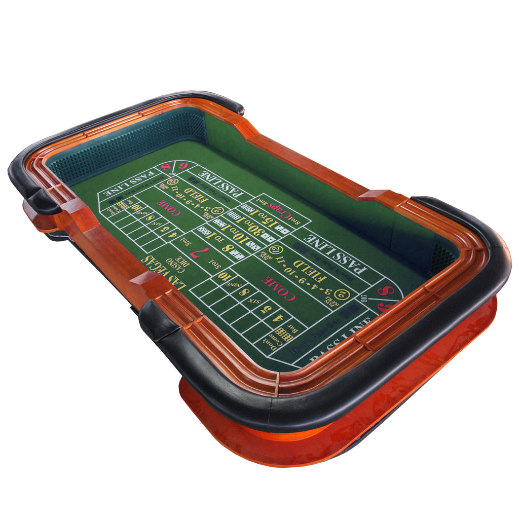 93' Deluxe Casino Dice Game Craps Table with Felt Diamond Pyramid Bumper Rubber Design, Green | Premium Home Decor - Grand Go