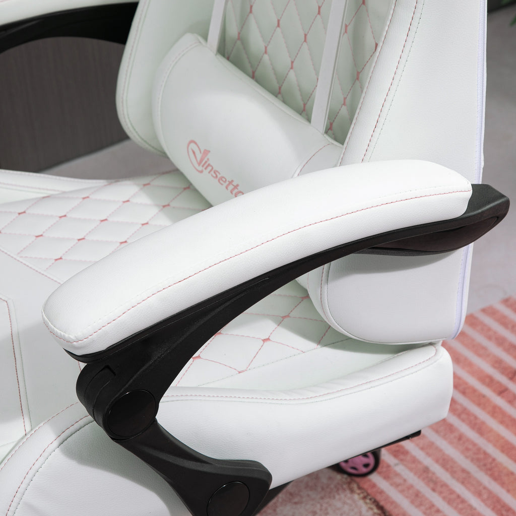 Vinsetto High Back PU Leather Gaming Chair, Racing Computer Chair with Swivel Wheels, Retractable Footrest, Headrest, Lumbar 