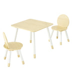 Kids Table and 2 Chairs Set, Toddler Table and Chair Set with Rounded Edge Design & Graffiti Desktop, Wooden Desk for Art, Cr