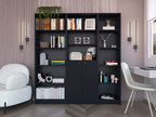 Poston 3 Piece Home Bookcase set, 67' Wide with 13 Shelves and Two-Door Cabinet ,  Living Room Set Set  Black - Grand Goldman