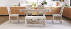 TOPMAX Modern Style Natural Wood 6-Piece Dining Table Set with Bench and Chairs, Upholstered Seats, Rubberwood Frame - Grand Goldman Shop