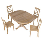 Modern Natural Wood Wash Dining Table Set for 4 with Round Table and Chairs, Solid Wood and MDF - Grand Goldman Shop