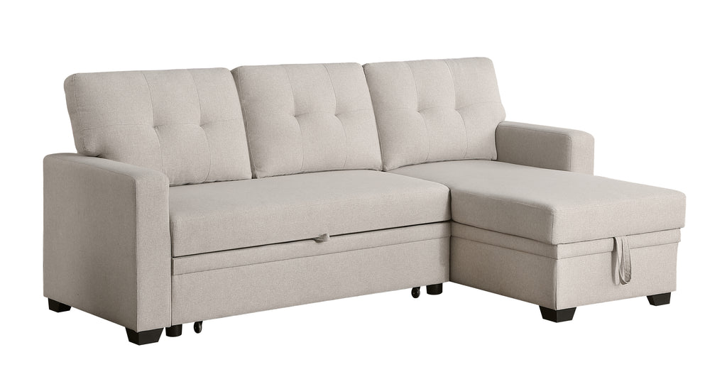 Upholstered Pull out Sectional Sofa with Chaise - Grand Goldman Shop