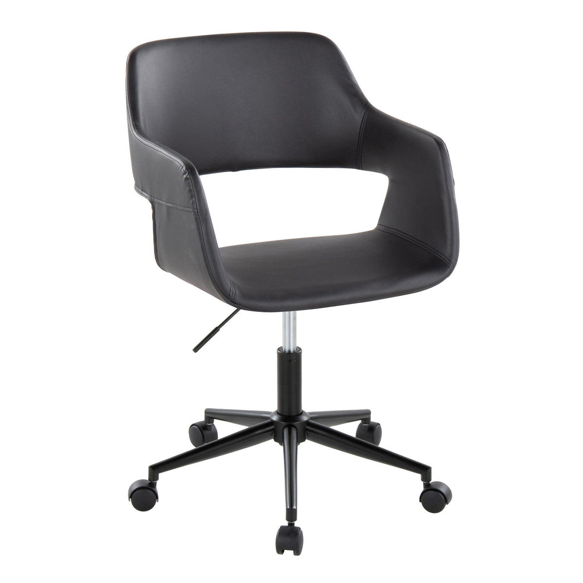 Contemporary Task Chair in Black Metal and Black Faux Leather | Premium Home Decor - Grand Goldman