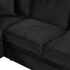Modern Velvet Sleeper Sofa Bed with Storage Ottoman, Black, 84.75' L Shape - Grand Goldman Shop