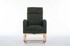 Modern Accent Rocking Chair Rocking Chair with Solid Wood Legs, Upholstered Nursery Glider Rocker, Comfy Armchair with Side Pocket, Living Room Lounge Arm Chair with High Backrest fabric - Grand Goldman Shop
