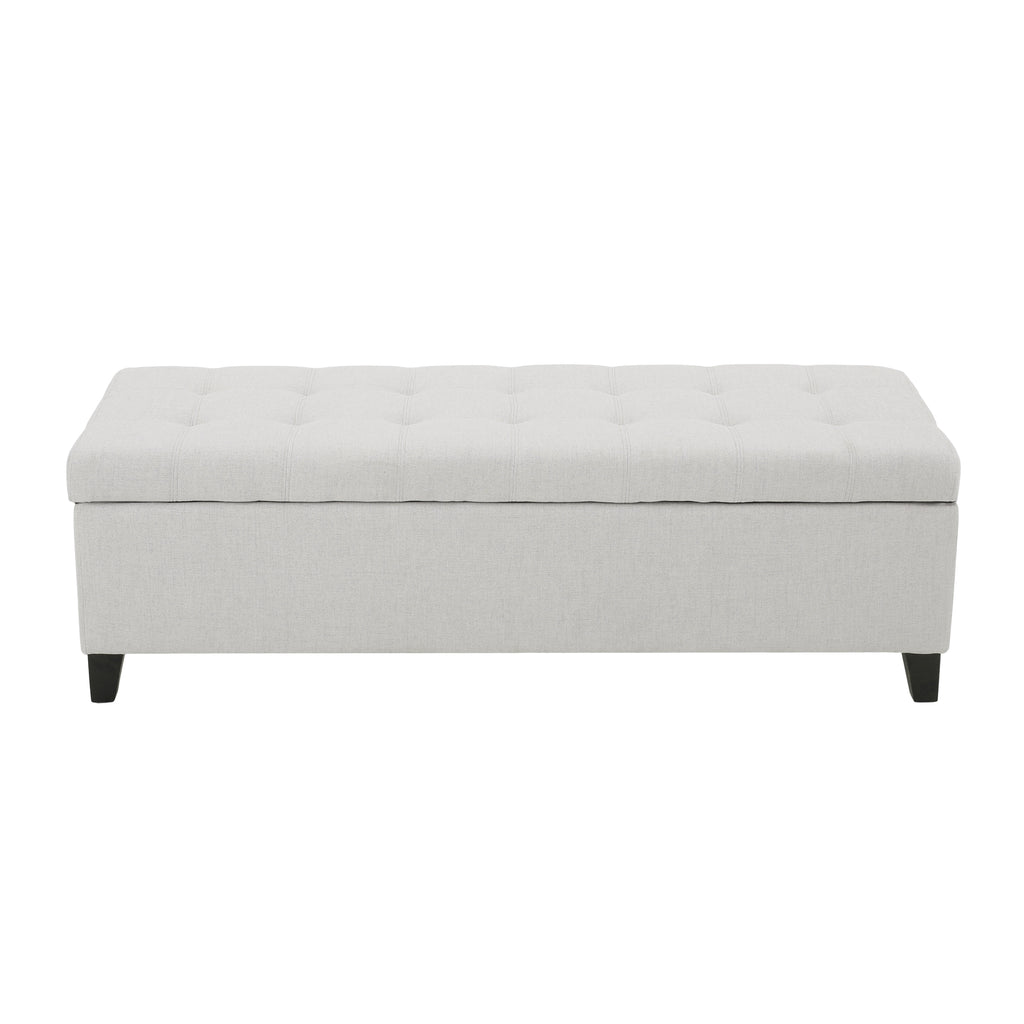 Upholstered Storage Ottoman Bench, Entryway Bench, End of Bed Bench, Ottoman Foot Rest for Bedroom, Light Grey, 300lbs - Grand Goldman Shop