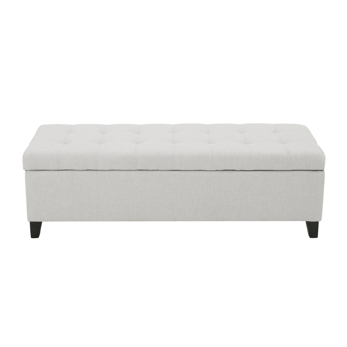 Upholstered Storage Ottoman Bench, Entryway Bench, End of Bed Bench, Ottoman Foot Rest for Bedroom, Light Grey, 300lbs - Grand Goldman Shop