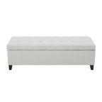Upholstered Storage Ottoman Bench, Entryway Bench, End of Bed Bench, Ottoman Foot Rest for Bedroom, Light Grey, 300lbs - Grand Goldman Shop