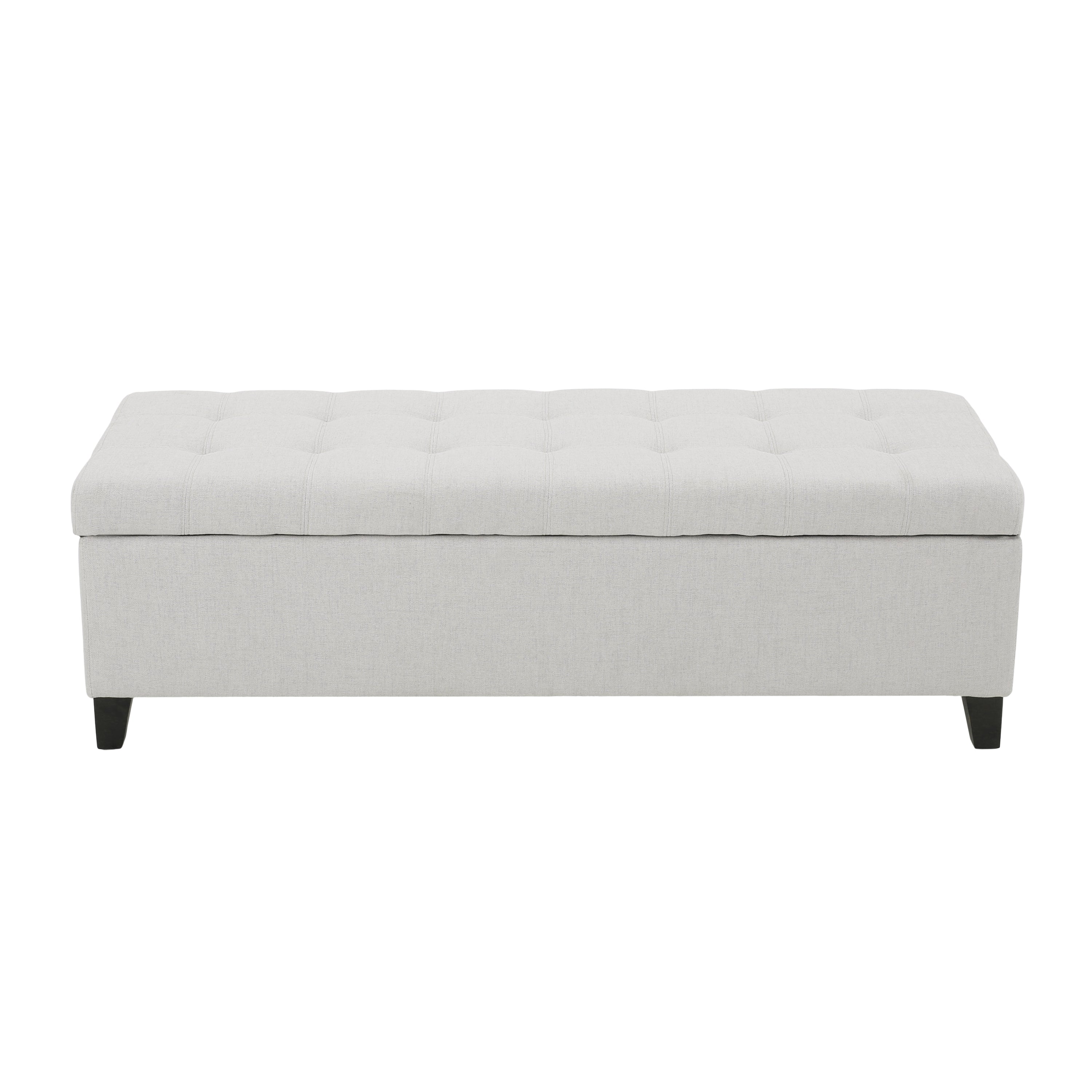 Upholstered Storage Ottoman Bench, Entryway Bench, End of Bed Bench, Ottoman Foot Rest for Bedroom, Light Grey, 300lbs - Grand Goldman Shop