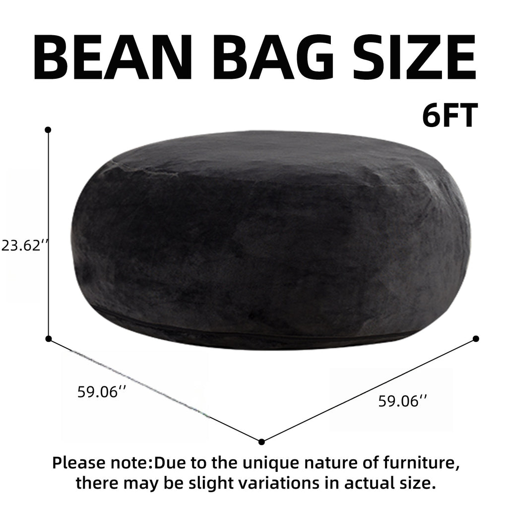 6FT bean bag chair, memory foam filling, adult and teen bean bag chair, soft sofa with removable flannel cover, round sofa for living room, bedroom, college dorm. - Grand Goldman Shop