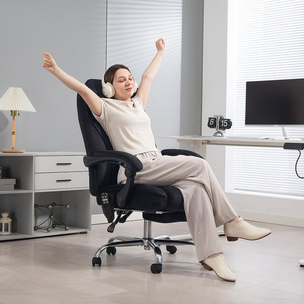 Vinsetto Executive Massage Office Chair, Heated Computer Desk Chair with Adjustable Height and Footrest, Black | Premium Home