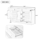 U-Style Farmhouse Sideboard with 3 Drawers & 4 Doors,59.1' Multi-Functional Storage Buffet with Adjustable Shelf and Open Storage Compartments, Suitable for Dining Room, Living Room, Entryway. - Grand Goldman Shop