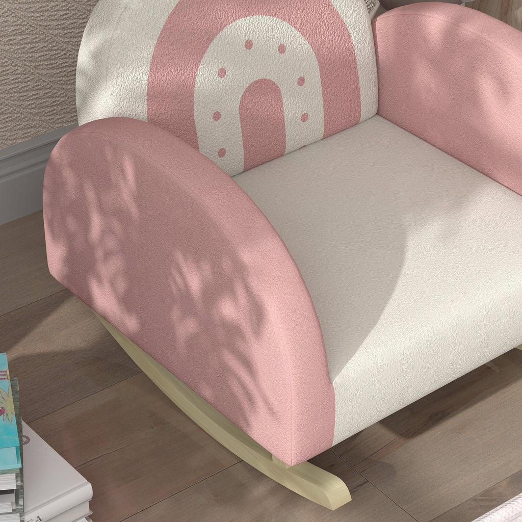 Qaba Kids Rocking Chair, Princess Crown Toddler Chair, Children's Armchair Rocker with Rainbow Backrest for Bedroom, Playroom
