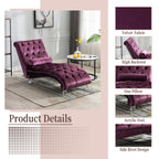 Velvet Chaise Lounge Indoor, Button-Tufted Upholstered Chaise Lounge Chair with Pillow for Bedroom Living Room Office, Purple Velvet - Grand Goldman Shop