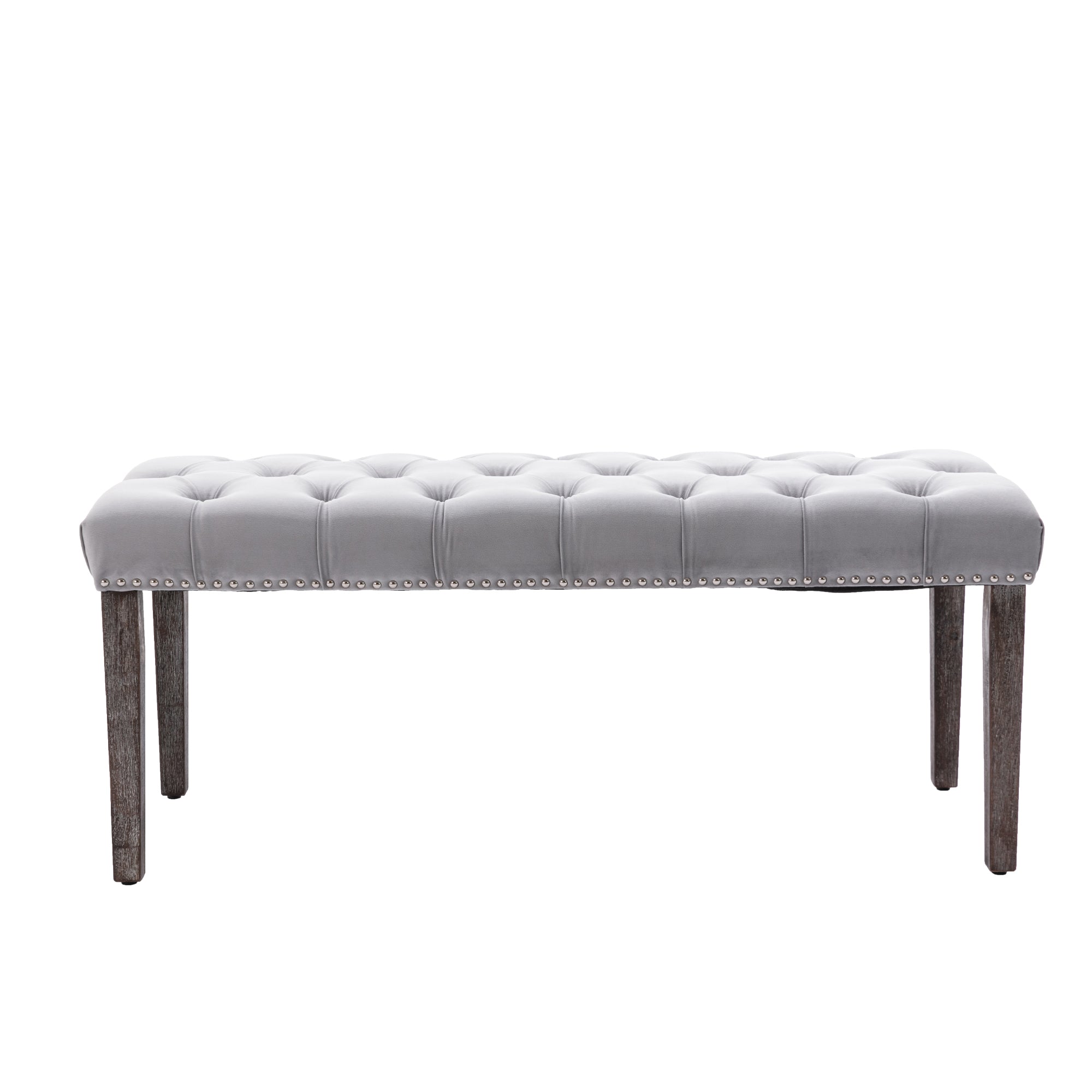 Heng Ming Upholstered Tufted Bench Ottoman , Velvet Dining Bench Bedroom Bench  Footrest Stool Accent Bench for Entryway Dining Room Living Room, Light gray - Grand Goldman Shop