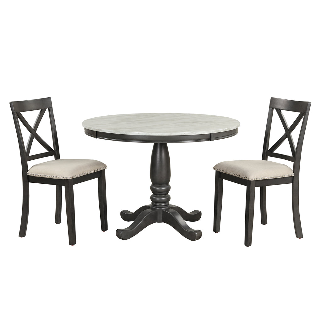 Orisfur. 5 Pieces Dining Table and Chairs Set for 4 Persons, Kitchen Room Solid Wood Table with 4 Chairs - Grand Goldman Shop
