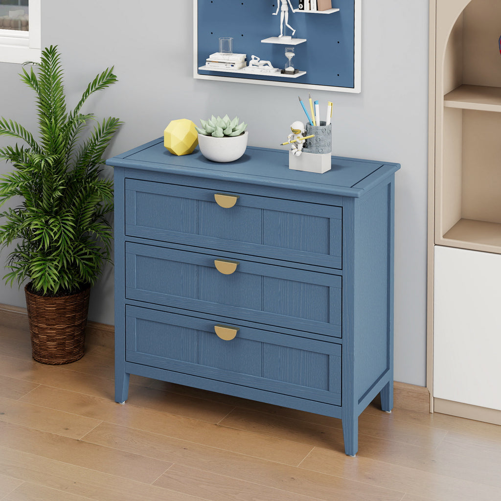 3-Drawer Cabinet for Bedroom, Living Room, or Study – Blue MDF American Furniture - Grand Goldman Shop