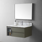Montary 31inch bathroom stone vanity top carrara gold color with undermount ceramic sink and single faucet hole with backsplash - Grand Goldman Shop