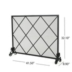 Minimalist Single Panel Iron Fireplace Screen with Diamond Design in Black - Grand Goldman Shop