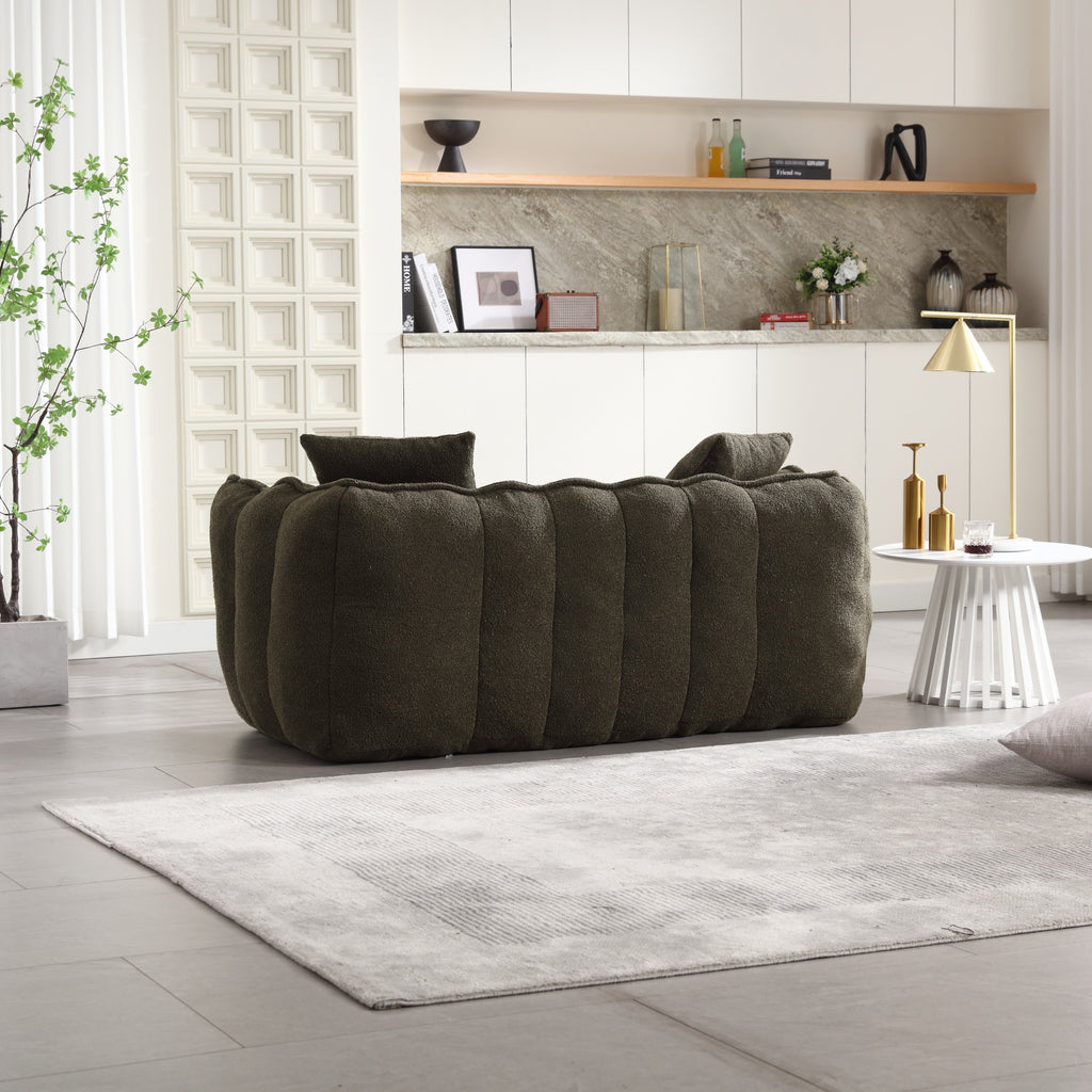 Cozy Beanbag Chair with High Resilience Foam Core for Two - Olive Green Chenille, 66x35x25 inches - Grand Goldman Shop