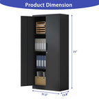 Heavy Metal Garage Storage Cabinet, Black Tool Steel Locking Cabinet with Doors and 3 Adjustable Shelves, 71 Inch Tall - Gran