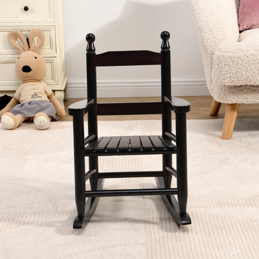 Oak Style Children's Rocking Chair for Indoor or Outdoor - Espresso Populus Wood - 14.17 x 18.90 x 22.44 inches | Premium Hom