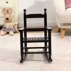 Oak Style Children's Rocking Chair for Indoor or Outdoor - Espresso Populus Wood - 14.17 x 18.90 x 22.44 inches | Premium Hom