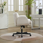 Modern Chenille Swivel Office Chair, Height Adjustable Task Chair with Convertible Multi-Position Armrests,Comfy Double Cushi